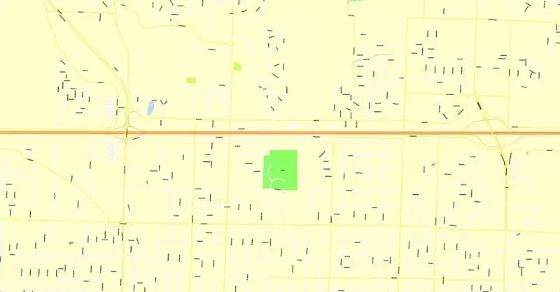 Printable Map Springfield, Missouri, US, exact vector street G-View Level 17 (100 meters scale) map, V.16.12. fully editable, Adobe Illustrator, full vector, scalable, editable text format of street names, 4 Mb ZIP.