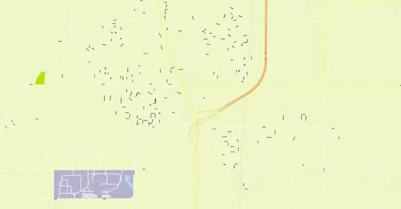 Printable Map Vigo County + Terre Haute Indiana, US, exact vector street G-View Level 17 (100 meters scale) map, V.08.12. fully editable, Adobe Illustrator, full vector, scalable, editable text format of street names, 2 Mb ZIP.