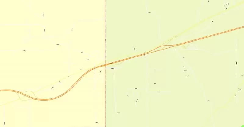 Printable Map Vigo County + Terre Haute Indiana, US, exact vector street G-View Level 17 (100 meters scale) map, V.08.12. fully editable, Adobe Illustrator, full vector, scalable, editable text format of street names, 2 Mb ZIP.