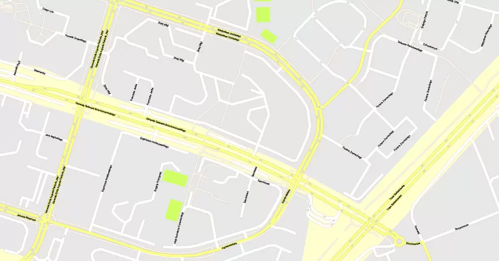 Printable Map Warsaw (Warszawa), Poland, exact vector street G-View Level 17 (100 meters scale) map, V.08.12. fully editable, Adobe Illustrator, full vector, scalable, editable text (pol) format of street names, 46 Mb ZIP.