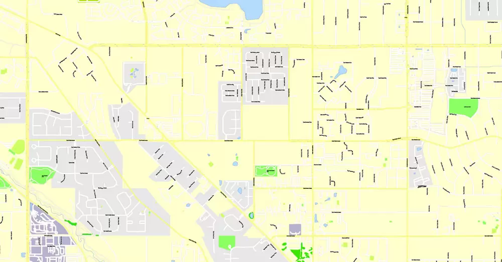 Printable Map Denver, Coporado, US, exact vector street G-View Plan City Level 17 (100 meters scale) map, V.08.01. fully editable, Adobe Illustrator, full vector, scalable, editable text format of street names, 24 Mb ZIP.