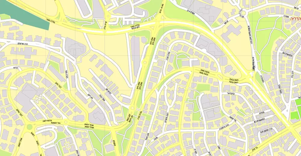 Printable Map Jerusalem, Israel, HEBREW vector map Adobe Illustrator editable G-View Level 17 (100 meters scale) V.07.01.17, full vector, scalable, hebrew curves format street names, 18 mb ZIP