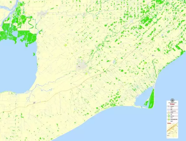 Wallaceburg + Chatham ON , Canada, Printable Map, G-View Level 17 (100 meters scale) Adobe Illustrator Map