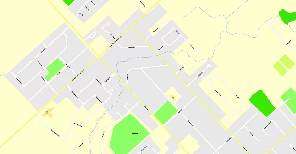 Wallaceburg + Chatham ON , Canada, Printable Map, G-View Level 17 (100 meters scale) Adobe Illustrator Map