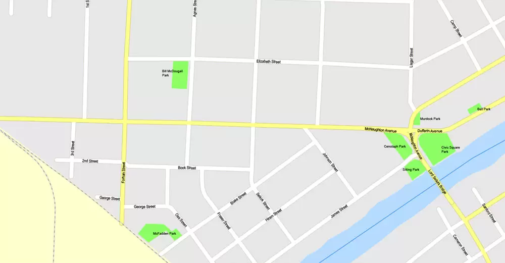 Wallaceburg + Chatham ON , Canada, Printable Map, G-View Level 17 (100 meters scale) Adobe Illustrator Map