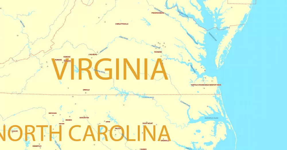 Printable Map US and Canada with all Roads, Cities, States, all names, exact vector map, V.7. fully editable, Adobe Illustrator