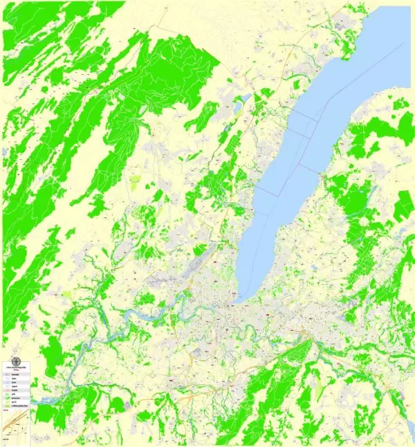 Printable Map Geneve, Switzerland, exact vector street G-View City Plan Level 17 (100 meters scale) map, V.07 fully editable Adobe Illustrator