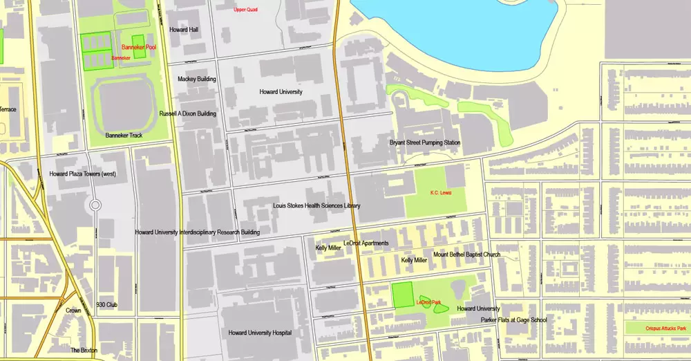 Printable Map Washington DC, US, exact vector street City Plan Layered map, V.12. fully editable, Adobe Illustrator