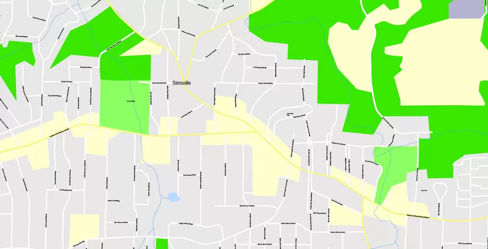 Printable Map Atlanta, Georgia, US, exact vector Map street G-View City Plan Level 17 (100 meters scale) full editable, Adobe Illustrator