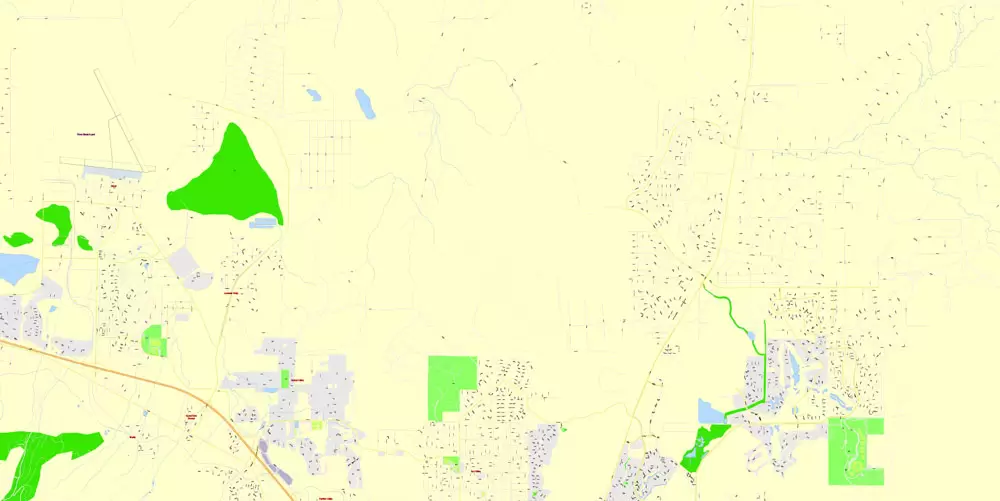 Printable Map Reno, Nevada, US, exact vector Map street G-View City Plan Level 17 (100 meters scale) full editable, Adobe Illustrator