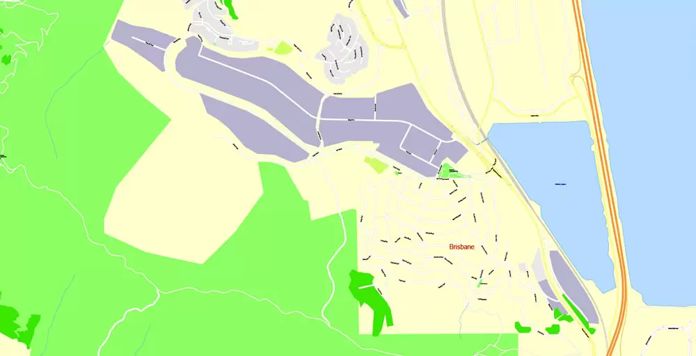 Printable Map San Francisco, California, US, exact vector Map street G-View City Plan Level 17 (100 meters scale) full editable, Adobe Illustrator
