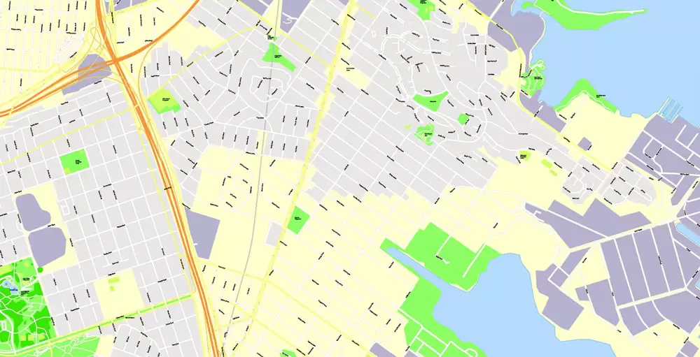 Printable Map San Francisco, California, US, exact vector Map street G-View City Plan Level 17 (100 meters scale) full editable, Adobe Illustrator