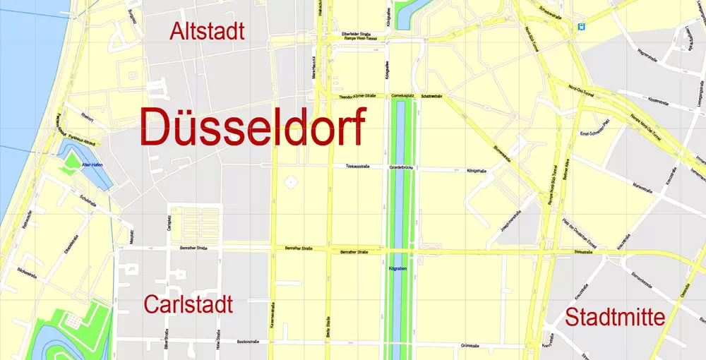 Urban plan Dusseldorf Germany: Cartography for Business