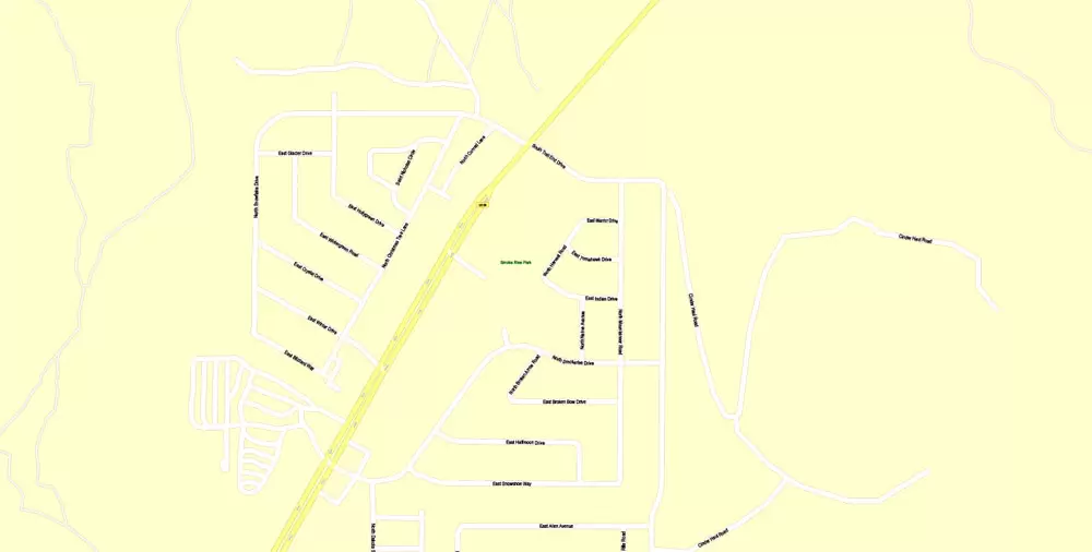 Printable Map Flagstaff, Arizona, US, exact vector Map street G-View City Plan Level 17 (100 meters scale) full editable, Adobe Illustrator