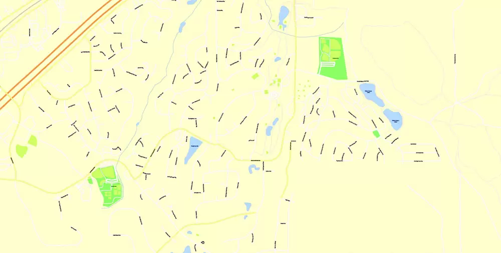 Printable Map Flagstaff, Arizona, US, exact vector Map street G-View City Plan Level 17 (100 meters scale) full editable, Adobe Illustrator