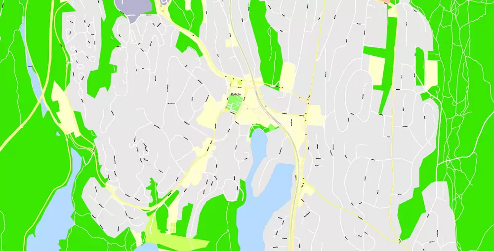 Printable Vector Map Oslo, Norway, G-View level 17 (100 m scale) street City Plan map, full editable, Adobe Illustrator