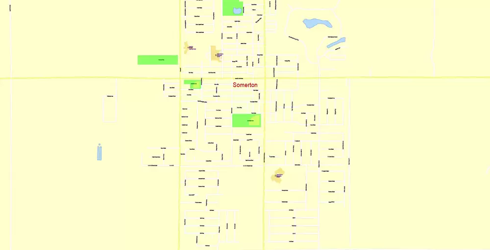 Printable Map Yuma, Arizona, US, exact vector Map street G-View City Plan Level 17 (100 meters scale) full editable, Adobe Illustrator
