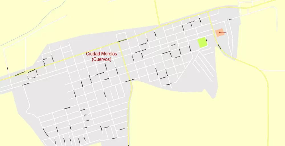 Printable Map Yuma, Arizona, US, exact vector Map street G-View City Plan Level 17 (100 meters scale) full editable, Adobe Illustrator