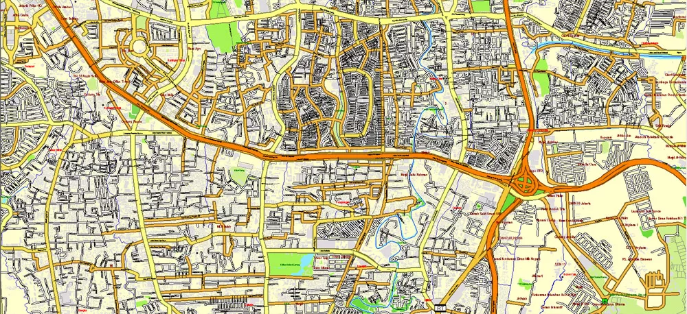 AutoCAD DWG Map Jakarta Grande Area, Indonesia, exact vector Map full editable DWG, full vector, scalable, editable text format street names, 151 mb ZIP