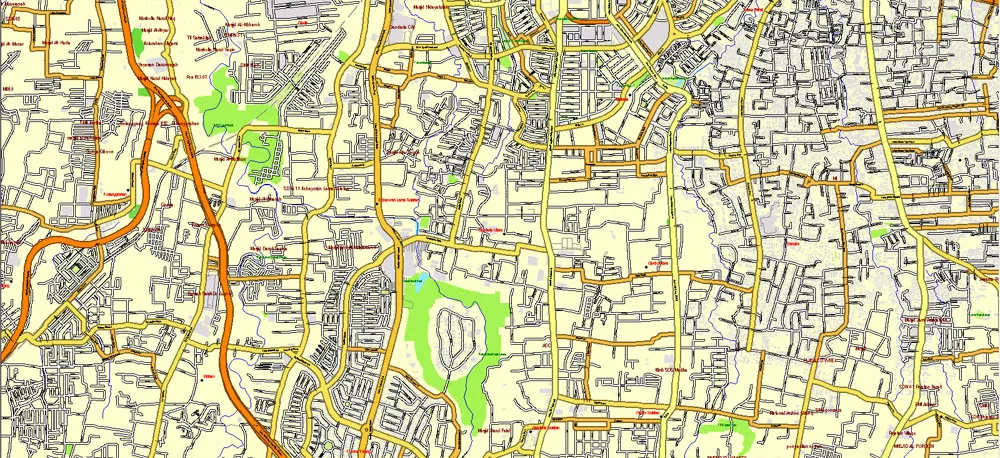 AutoCAD DWG Map Jakarta Grande Area, Indonesia, exact vector Map full editable DWG, full vector, scalable, editable text format street names, 151 mb ZIP