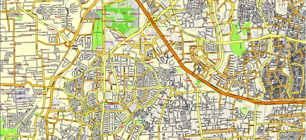 AutoCAD DWG Map Jakarta Grande Area, Indonesia, exact vector Map full editable DWG, full vector, scalable, editable text format street names, 151 mb ZIP