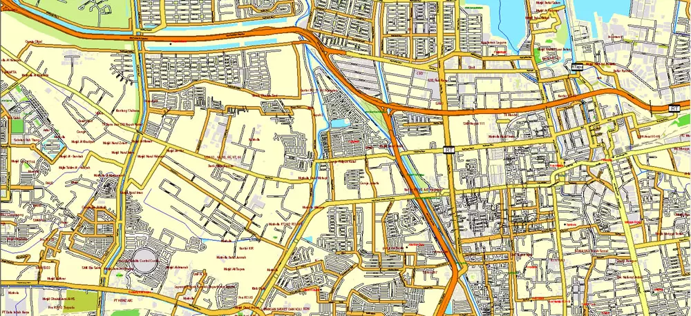 AutoCAD DWG Map Jakarta Grande Area, Indonesia, exact vector Map full editable DWG, full vector, scalable, editable text format street names, 151 mb ZIP