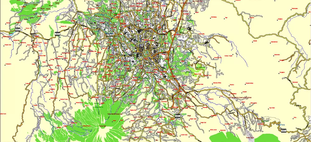 AutoCAD DWG Map Jakarta Grande Area, Indonesia, exact vector Map full editable DWG, full vector, scalable, editable text format street names, 151 mb ZIP