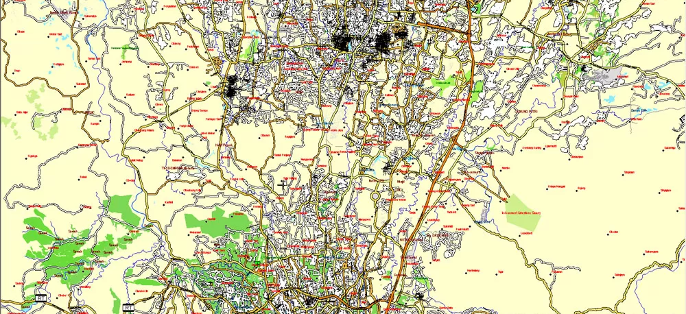 AutoCAD DWG Map Jakarta Grande Area, Indonesia, exact vector Map full editable DWG, full vector, scalable, editable text format street names, 151 mb ZIP