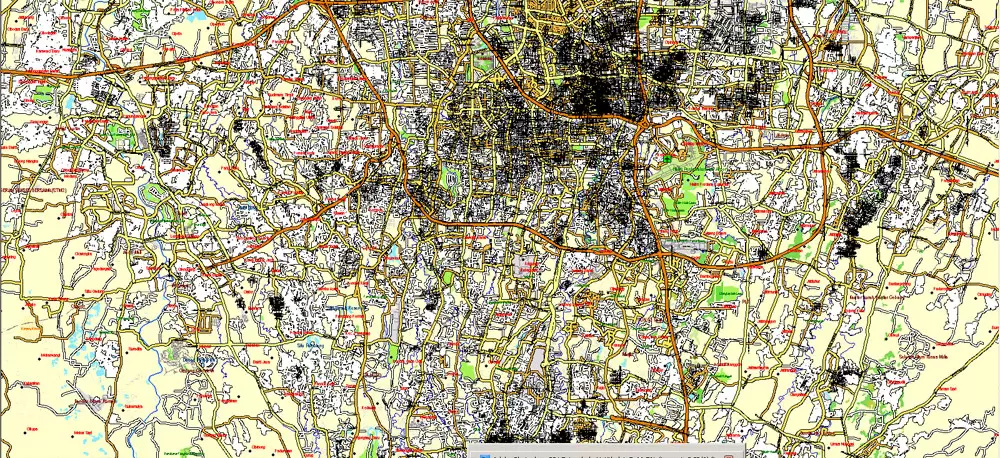 AutoCAD DWG Map Jakarta Grande Area, Indonesia, exact vector Map full editable DWG, full vector, scalable, editable text format street names, 151 mb ZIP