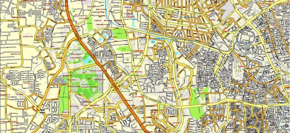 AutoCAD DWG Map Jakarta Grande Area, Indonesia, exact vector Map full editable DWG, full vector, scalable, editable text format street names, 151 mb ZIP