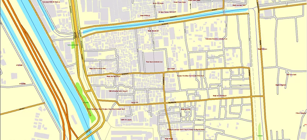 AutoCAD DWG Map Jakarta Grande Area, Indonesia, exact vector Map full editable DWG, full vector, scalable, editable text format street names, 151 mb ZIP