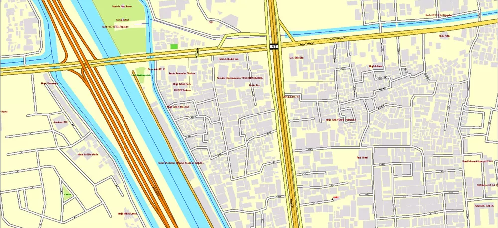 AutoCAD DWG Map Jakarta Grande Area, Indonesia, exact vector Map full editable DWG, full vector, scalable, editable text format street names, 151 mb ZIP