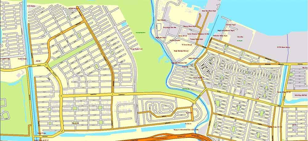 AutoCAD DWG Map Jakarta Grande Area, Indonesia, exact vector Map full editable DWG, full vector, scalable, editable text format street names, 151 mb ZIP