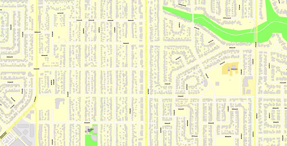 Printable Map Edmonton, Canada, exact max detailed Tactical Map City Plan Level G-View 17 (100 meters scale) full editable, Adobe Illustrator