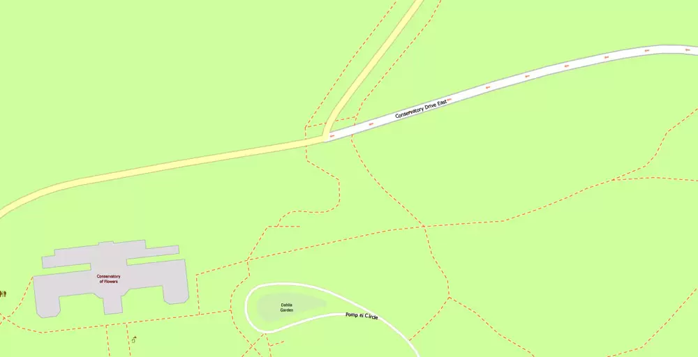 Printable Map Golden Gate Park, San Francisco, US, exact vector Map street G-View City Plan Level 20 (25 m scale 1:928), full editable, Adobe Illustrator