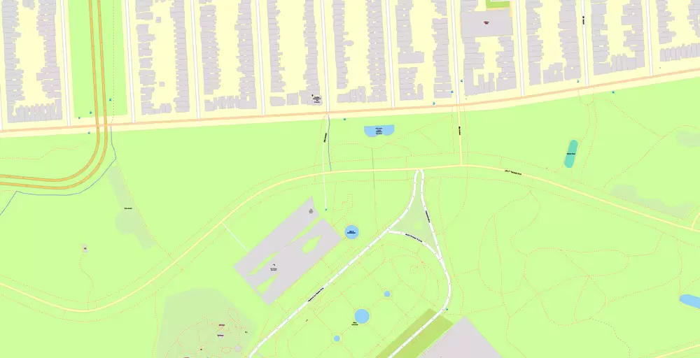 Printable Map Golden Gate Park, San Francisco, US, exact vector Map street G-View City Plan Level 20 (25 m scale 1:928), full editable, Adobe Illustrator