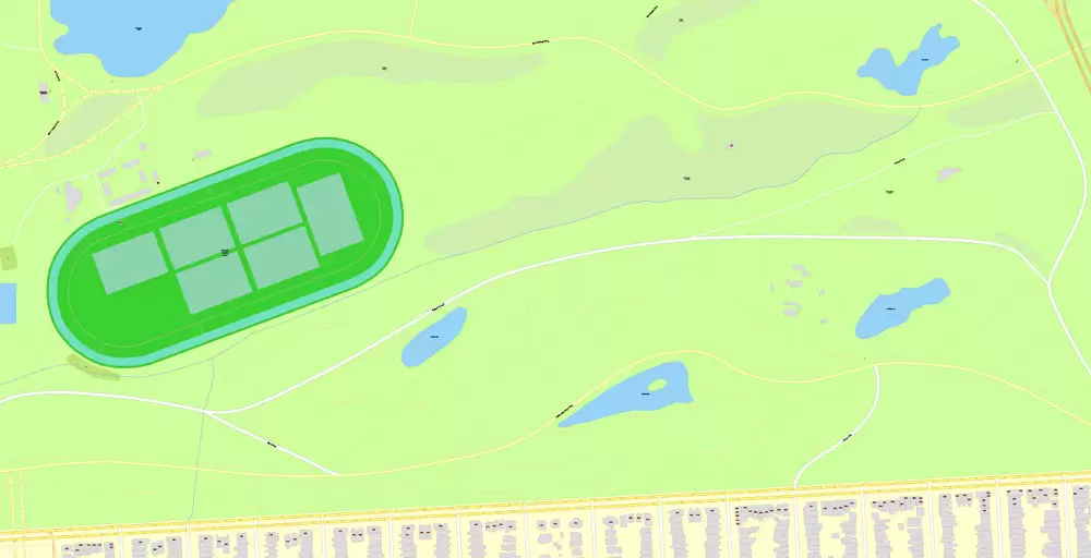 Printable Map Golden Gate Park, San Francisco, US, exact vector Map street G-View City Plan Level 20 (25 m scale 1:928), full editable, Adobe Illustrator