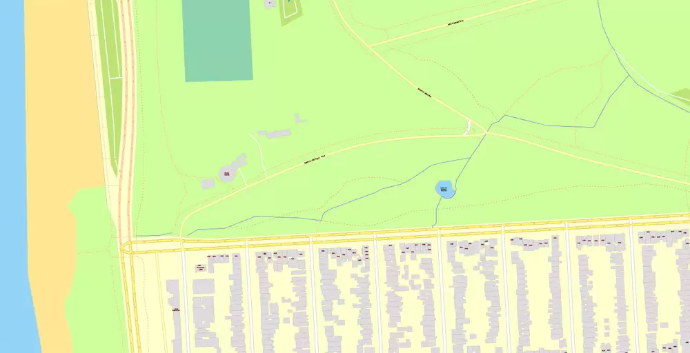 Printable Map Golden Gate Park, San Francisco, US, exact vector Map street G-View City Plan Level 20 (25 m scale 1:928), full editable, Adobe Illustrator