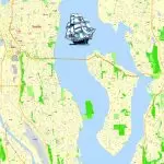 Printable Map Seattle, WA, US, exact vector Map street G-View City Plan Level 17 (100 meters scale), full editable, Adobe Illustrator