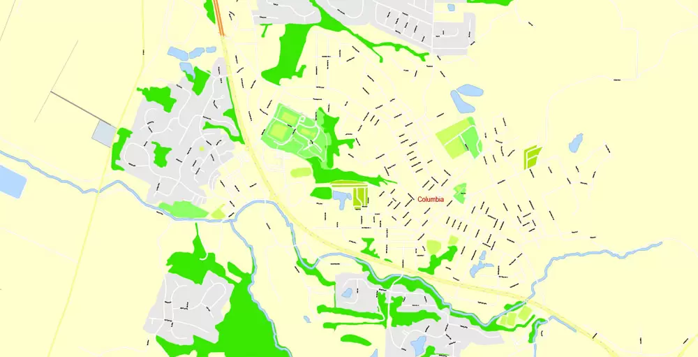 Printable Map Saint Louis, Missouri, US, exact vector Map street G-View City Plan Level 17 (100 meters scale) full editable, Adobe Illustrator