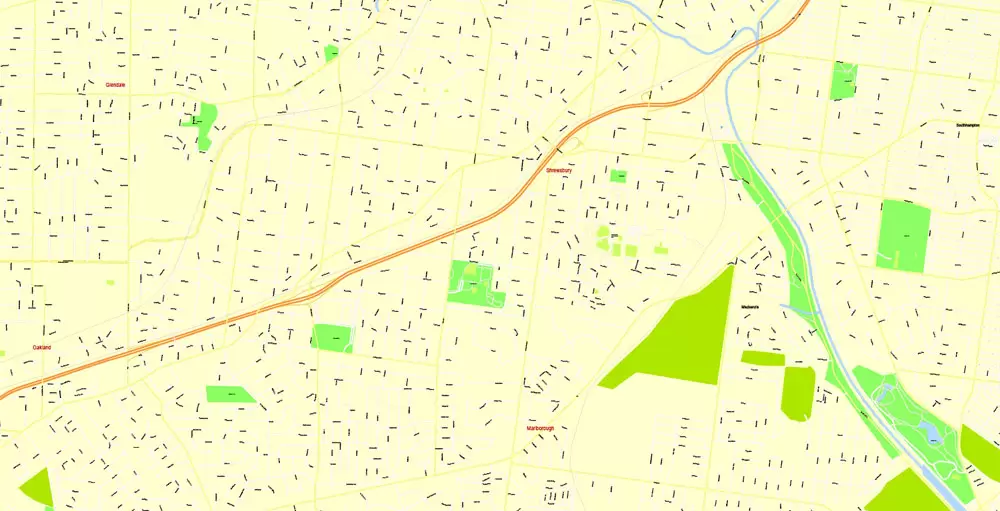 Printable Map Saint Louis, Missouri, US, exact vector Map street G-View City Plan Level 17 (100 meters scale) full editable, Adobe Illustrator