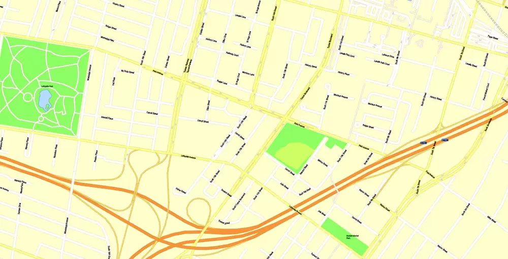 Printable Map Saint Louis, Missouri, US, exact vector Map street G-View City Plan Level 17 (100 meters scale) full editable, Adobe Illustrator