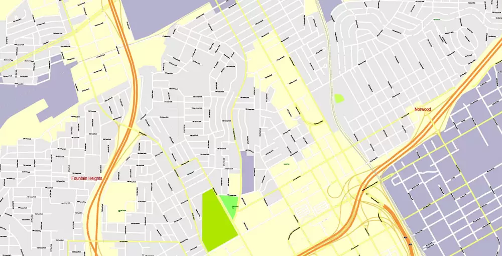 Printable Map Birmingham, Alabama, US, exact vector Map street G-View City Plan Level 17 (100 meters scale), full editable, Adobe Illustrator