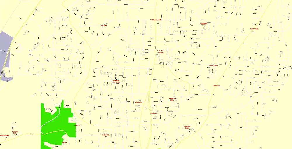 Printable Map Birmingham, Alabama, US, exact vector Map street G-View City Plan Level 17 (100 meters scale), full editable, Adobe Illustrator
