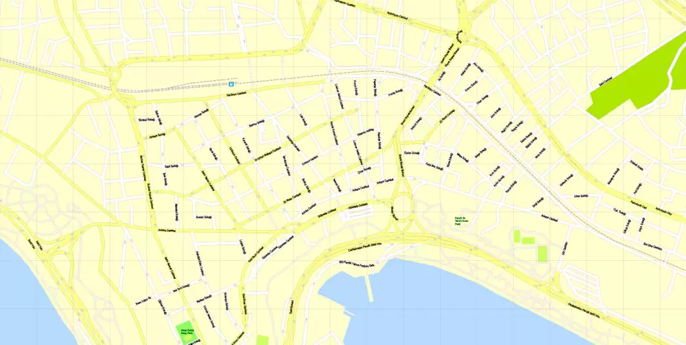 Printable Vector Map Istanbul, Turkey, exact City Plan, street G-View Level 17 (100 meters scale) map, fully editable, Adobe Illustrator