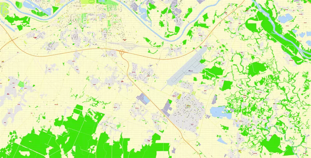Printable Vector Map Zagreb, Croatia, exact City Plan, street G-View Level 17 (100 meters scale) map, fully editable, Adobe Illustrator