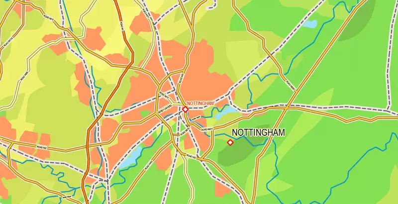 Printable Map UK + Full Ireland, exact vector relief road map, full editable, Layered Adobe Illustrator