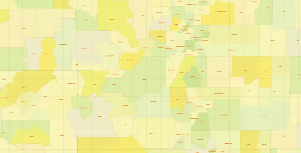 Printable Vector Map Full State of Colorado US, MAIN ROADS, detailed, exact vector Map 10 km scale full editable, Adobe Illustrator