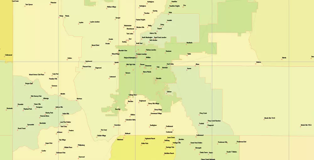 Printable Vector Map Full State of Colorado US, MAIN ROADS, detailed, exact vector Map 10 km scale full editable, Adobe Illustrator