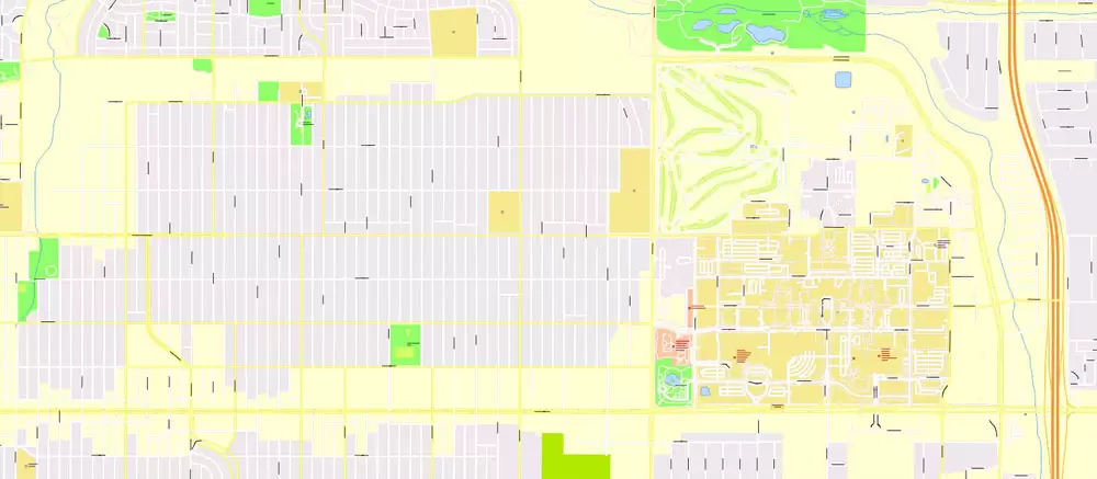 Printable Vector Map Denver metro area, Colorado US, exact vector Map street G-View City Plan Level 17 (100 meters scale) full editable, Adobe Illustrator